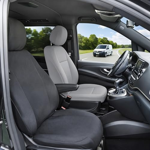 Walser Transporter Sitzbezüge Auto für Opel Combo (X12), 1 Einzelsitz Beifahrer (Aussparung Armlehne Links), Auto Sitzbezüge aus Stoff Sitzschoner Auto, Auto Sitzauflagen Set für Van