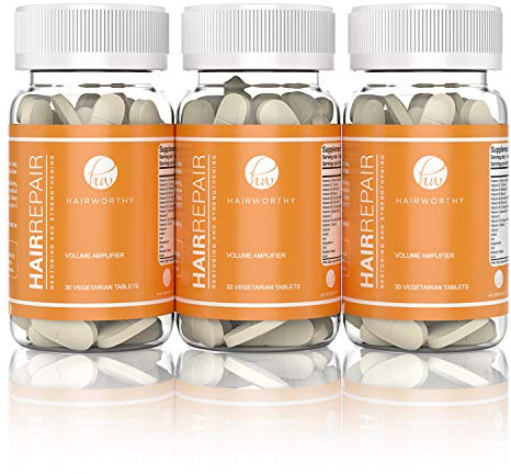 Hairworthy hårvitaminer - Friskare och fylligare hår. Brewer's yeast och biotin för märkbara resultat. En vegetarisk tablett om dagen. Kosttillskott för hår, hud och naglar. (3 månader)