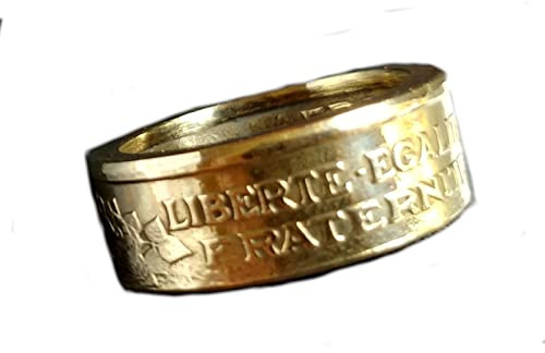 Coinring, Münzring, Ring aus seltener 2 Francs Frankreich 1931, Aluminium-Bronce - Double Sided coin ring - Größe 57 (18.1), handgeschmiedetes Unikat