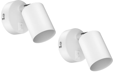 ledscom.de 2 Stück Wandleuchte WAIKA, Schalter, weiß matt, rund, 1x GU10 max. 60W