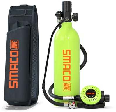 SMACO Mini Tauchflasche 1L Sauerstoffflasche Tauchen Mini Taucherflasche für Unterwasseratmung Tragbare Tauchen Sauerstofftank Lung Air Tank für Notfallrettung Bootsreinigung Tauchausrüstung