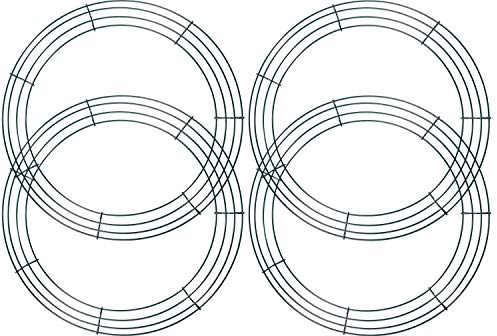 KAHEIGN 4Pcs Draht Kranz Ringe Draht Kranz Rahmen, 12 Zoll Draht Kranz Herstellung Ringe für Weihnachten Neujahr Valentines Dekoration (Dunkelgrün)