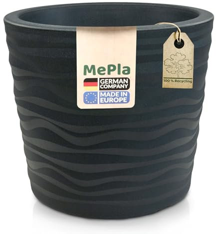 MePla - Blumentopf Trento - runder Pflanzkübel - wetterfestes Pflanzgefäß - UV-beständiger Blumenkübel - Pflanzentopf - Kübel - ø 60 cm - anthrazit
