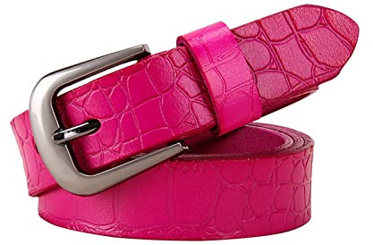 Cerobit 90-115cm Echtes Leder Frauen Gürtel Pin Buckle Second Layer Rindsleder Krokodil Muster Frau Taillenbund, Rosa, 90cm