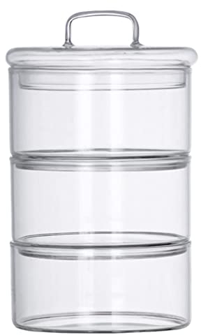 Cabilock 1 Set Glas Vorratsdose Stapelbare Glasdose mit Deckel Vorratsgläser Glasbehälter Teedose Frischhaltedose Aufbewahrungsdose Vorratsbehälter für Snacks Keks Müsli Süßigkeiten