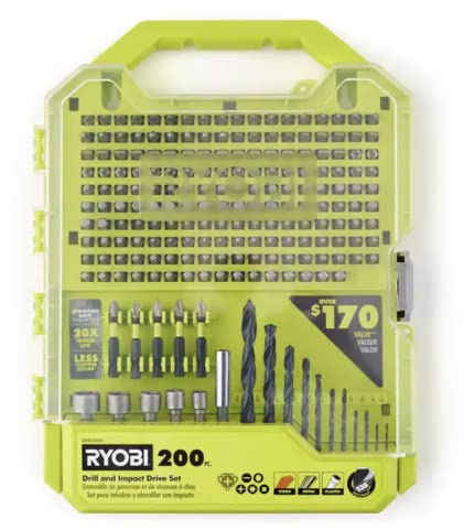RYOBI 200-teiliges Bohrer- und Schlagschrauber-Set