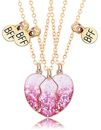 Collana BFF 3 Pz Cuore Spezzato dell'Amicizia - Gioielli Regalo per Bambine e Ragazze