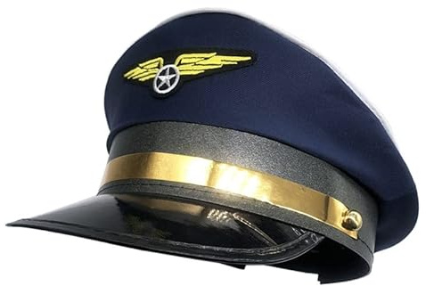 Elegante cappello da capitano cappello da pilota cappello aviazione con distintivo regolabile cappello ottagonale per carnevale cappello da capitano cosplay