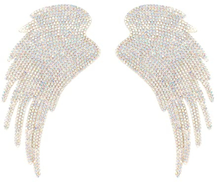 MilyaDE Strass Aufbügler Engelsflügel 14 * 7cm Glitzer Flicken Patches Applikation Klebestoff Aufnäher Bügelbild Hut T-Shirt Jeans Kleidung Taschen