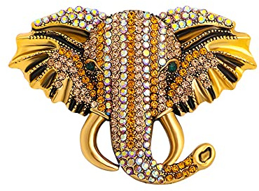 Broche tendance en forme d'éléphant pour femmes et filles - Avec strass en oxyde de zirconium - Pour col de pull, robe, écharpes, vestes, sacs à dos, vêtements, broches - Bijoux cadeaux
