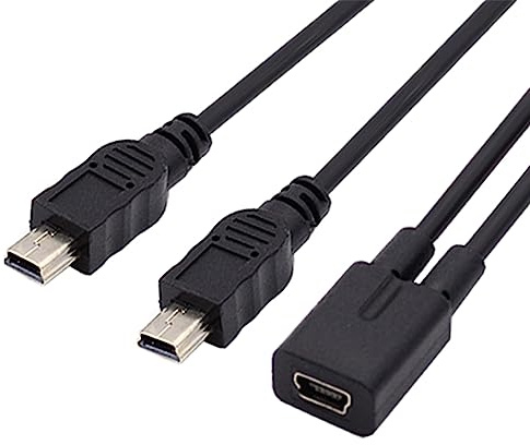 NFHK Mini USB 2.0 Buchse DC 5V auf Dual Mini USB 5Pin Stecker Splitter Verlängerungsladekabel