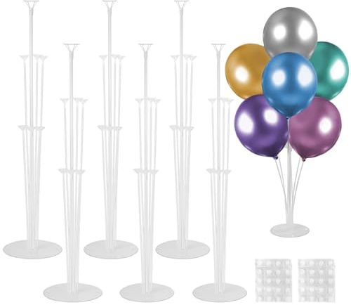 Voircoloria 6 Sets Balloon Stand Kits, Balloon Sticks with Base for Table Centerpieces Graduation Birthday Baby Shower Gender Reveal Party Decorations