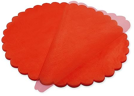 Decoraparty Lote de 50 velos Rojos Redondos con Forma de Flor para bomboneras y peladillas, diámetro 24 cm, Color Rojo Redondo de Organza para Manualidades, Bautizo, Boda, comunión, Ceremonia