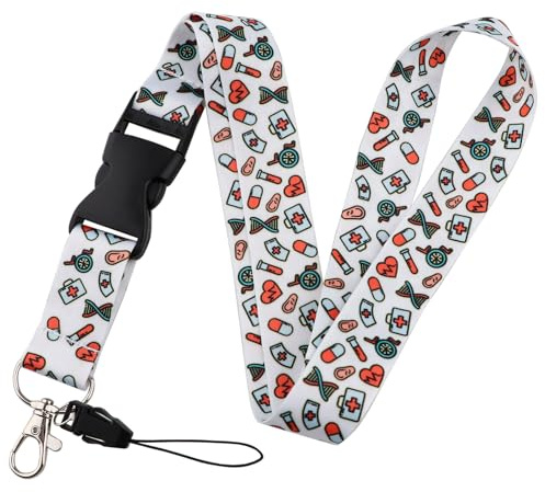 GuiLuc Lanyard Enfermera, Hebilla De Liberación Rápida, Cuelga Llaves, Tarjetas De Identificación, Colgante Cuello, Regalos Originales Para Sanitarios Y Médicos, Accesorios Tcae, Porta Tijeras