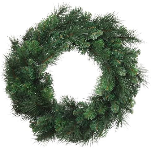 Deluxe Evergreen Pine Wreath | 24 Wide | 150 Lifelike Green Tips | Indoor/Outdoor Use | Holiday Xmas Accents | Front Door | Christmas Wreaths | Home & Office Decor