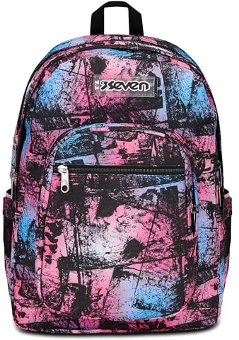 Seven Freethink Schulrucksack, Violett Fuchsia, Mädchen, Doppelrucksack mit USB-Anschluss, Tasche für PC oder Tablet und Trinkflasche, mittlerer und höherer Rucksack, Mädchen, Mehrfarbig, Taglia