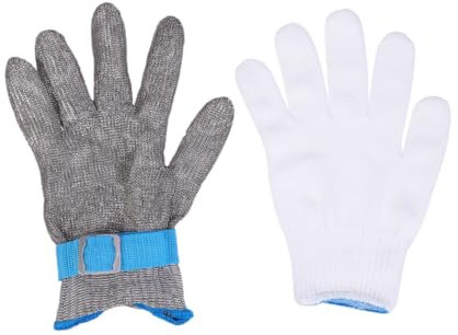 UKCOCO Cut-resistant Gloves Level Safety Protective for Garden Work Mandolin Slicing Wood Carving Inner Glove Blue Metal Wire