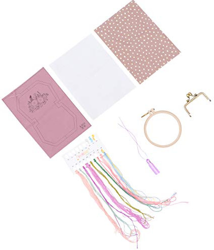 Anneome Sticktasche Aus Baumwolle Und Canvas Mit Handstickerei Diy-stickset Für Anfänger Und Erwachsene Lila Farbe Mit Blumendekorationen