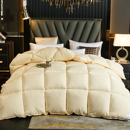 DHIJUPNG Piuma d'oca e Piumino, Caldo Trapunta Matrimoniali Invernali 4 Stagioni Piumone 180x220 cm Trapunta Leggero Estiva Piumino Letto Matrimoniale in Hotel (H 180 * 220cm 3.5kg)
