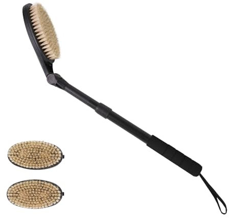 EASACE Spazzola per la schiena con manico lungo, spazzola per il corpo, spazzola per la doccia, angolo della spazzola regolabile per una facile pulizia della schiena e del corpo