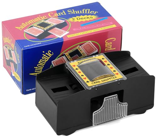 QWORK® Mélangeur Automatique 2 Jeux, Machine de mélange de Cartes, Fonctionne sur Piles avec Fonction Anti-triche, Piles Non incluses