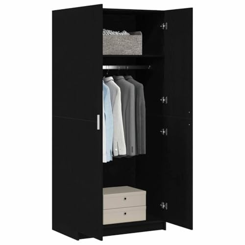 vidaXL Garderob med hylla Svart Ek 80 x 50,5 x 180 cm Konstruerat trä, Sovrum, modern förvaring, rymlig garderob, praktisk organiserare, designad med dörrar