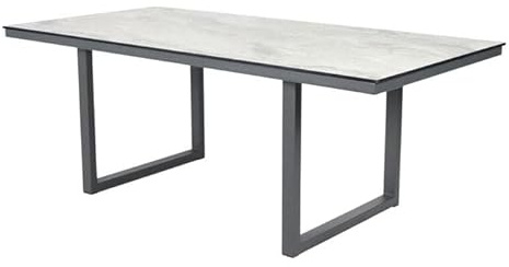 OUTLIV. Gartentisch Pandora Rechteckig Aluminium HPL wetterfest 8 Personen 110kg Grau 200x100x75cm Kufe Betonoptik