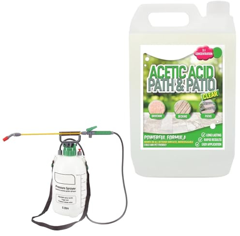 5 Litre Concentrated Acetic Acid Path & Patio Cleaner | Complete With 5 Litre Pressure Sprayer