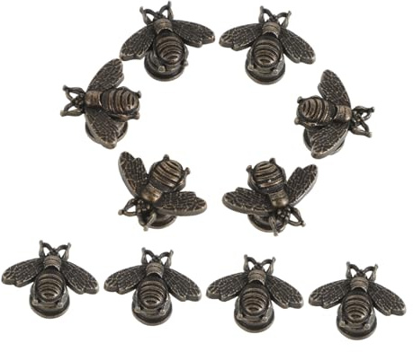 DOITOOL Vintage Bee Cabinet Knobs 10 Pack Small Decorative Drawer Pulls for Wardrobes Cupboards Dressers Bookcases Retro Style Furniture Handles