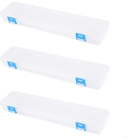Aufbewahrungsbox für Malpinsel, transparent, Kunststoff, mit Schnallen-Design, für Pinsel bis zu 33 cm Länge, für Bastelarbeiten und kreative Projekte, 3 Stück