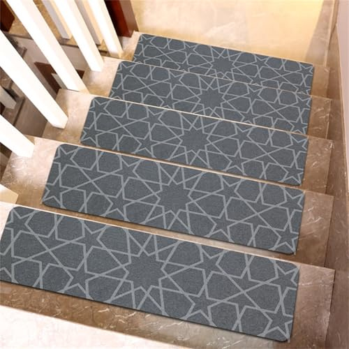 Almohadillas antideslizantes para escaleras, lavables a máquina, peldaños de seguridad para niños y mascotas, paquete de 7 alfombras grises
