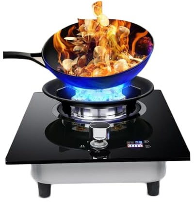 Single-burner Gas Stove,5.2KW 9-cavity High Fire Timer,Built-in Energy-saving Gas Hob,with Flameout ProtectionNG/LPG Source Kit(NG)