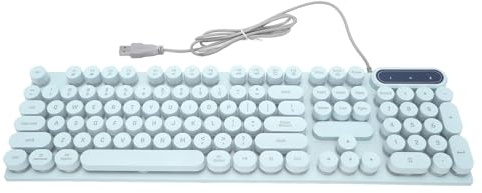 Asixxsix Gaming Keyboard, Round 104 Keycaps Backlit Wired Computer Keyboard Ergonomic Foldable Feet Multimedia Keys Office Typewriter for PC Desktop Laptop (Blue)