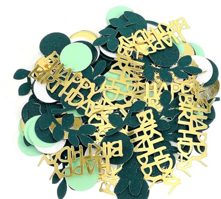 400 coriandoli verdi salvia con scritta Happy Birthday, decorazioni per torte in lamina d'oro verde, decorazioni rotonde a pois da spargere per feste, decorazioni da tavola per compleanno, baby