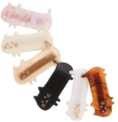 VICASKY 6 Pièces Pince à Cheveux Chat Mignon Barrette Acétate De Cellulose Pinces à Cheveux Et Longs Pour Filles Et Femmes Amoureuses Des Chats