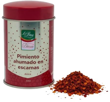 Escamas de Pimientos Dulces de la Vera El Rey de la Vera – Pimiento Seco Ahumado en Escamas, Sabor Dulce y Ahumado, Textura Crujiente, Denominación de Origen Pimentón de la Vera - 30g