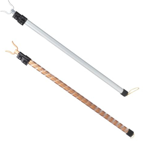 Toyvian Varillas Telescópicas Ajustables para Colgar Ropa 2 Piezas Aluminio y Acero Inoxidable Acabado Mate Plata y Dorado Texturizado Soporte para Tendedero en Balcón Ahorro de