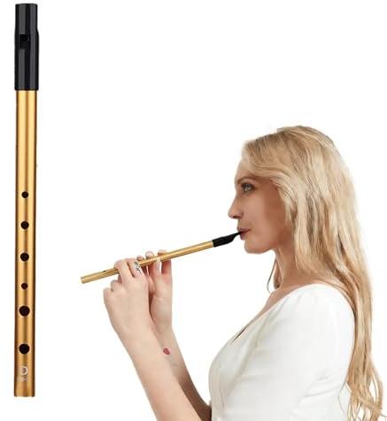 Tin Whistle Irlandés de Aluminio en Tono D, Flauta Tradicional de 6 Agujeros, Sonido Claro y Brillante, Ideal para Principiantes, Estudiantes y Músicos