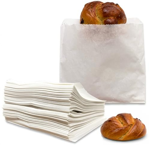 Pack of 200 Greaseproof Paper Bags (8 x 8) | Food Safe, Oil & Fat Resistant | Ideal for Chips, Pastries, Street Food, Takeaway & Catering