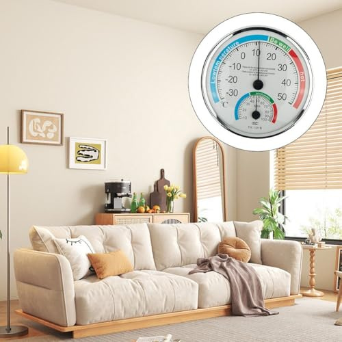 Termometro e igrometro analogico per interni con controllo del clima ambiente con display chiaro di temperatura e umidità (6 pezzi)