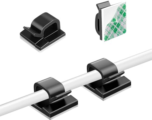 Cable Clips, 30PCS Cable Tidy, Self Adhesive Cable Holder, Cable Management, Cord Organiser Clips Light Wire for Wall, Desk, Home, Office and Hanging Decorations Light (Black-30pcs)