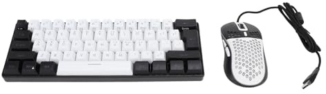 Karlak Tastiera Ergonomica Illuminata RGB a 61 Tasti con Mouse, Suono Morbido Digitazione Silenziosa, Sensazione Meccanica, Compatibile con Win10/OS X (Cornice nera centrale bianca)