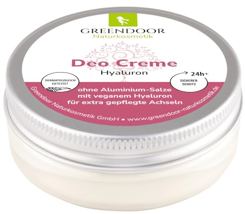 GREENDOOR Deodorant Cream hyaluron för extra välskötta armhålor 50 ml, blommande doft | stark mot svettlukt, deodorant peta certifierad (utan djurförsök), naturkosmetik med aloe vera
