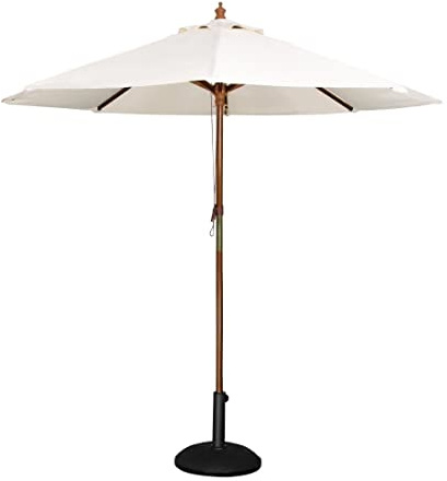 Bolero Commercial Round Wooden Patio Garden Parasol 3m Diameter, Cream, m | Provides vital outdoor sun protection at 2.52-metre height, requiring a separate base for stable hospitality setups.