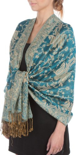 Sakkas 70 x 28 Zweischichtiger Jacquard Paisley Viskose Pashmina Schal/Stola - (20+ Rich Farben)