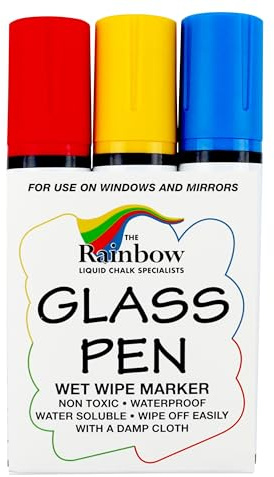 Glass Pen Window Marker: Liquid Chalk Pens for Glass, Whiteboard Markers with Washable Paint - Graduation, Car Windows, Mirror Pen, Storefront, Wedding, Parade, Party & Holiday (3 Pens - Jumbo Tip)