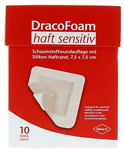 DRACOFOAM Haft sensitiv Schaumst.Wund.7,5x7,5 cm 10 St
