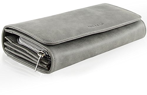 BULLAZO Galano Classic – Edles Damenportemonnaie mit RFID Schutz, Leder Grau