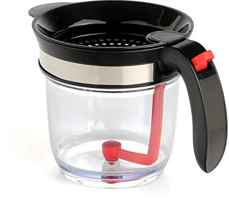 Good Home Kitchen Sauciere und Fetttrenner mit einfachem Bodenentriegelung, große 4 Tassen Fetttrenner mit Sieb, macht fettfreie Brühe für gesunde Suppen und Saucen, 1 Liter Messbecher, hitzebeständig