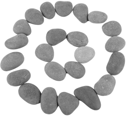 ROCKIMPACT 24 Große steine zum bemalen Dunkelgraue Strandkiesel, natürliche Flussfelsen mit glatter Oberfläche für Kunsthandwerk, 5-8 cm